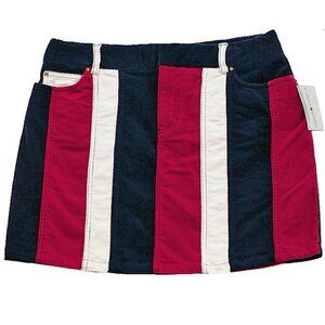 NEW Vintage Tommy Hilfiger Corduroy Skirt! 10 or 12 Red White & Blue Colorblock
